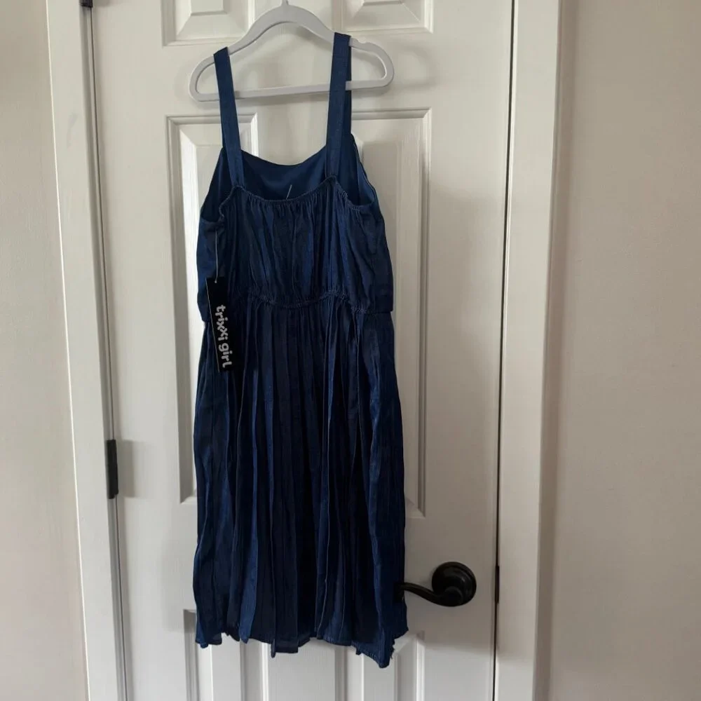 New Trixxi Girl Girls Blue Pleated Dress Size L Large